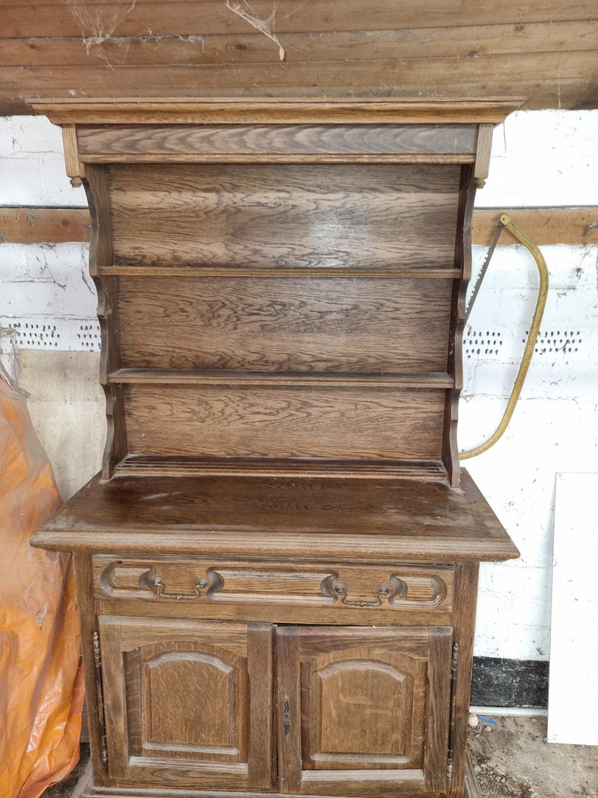 Antieke Eiken Dressoir met Open Rek, Ophalen
