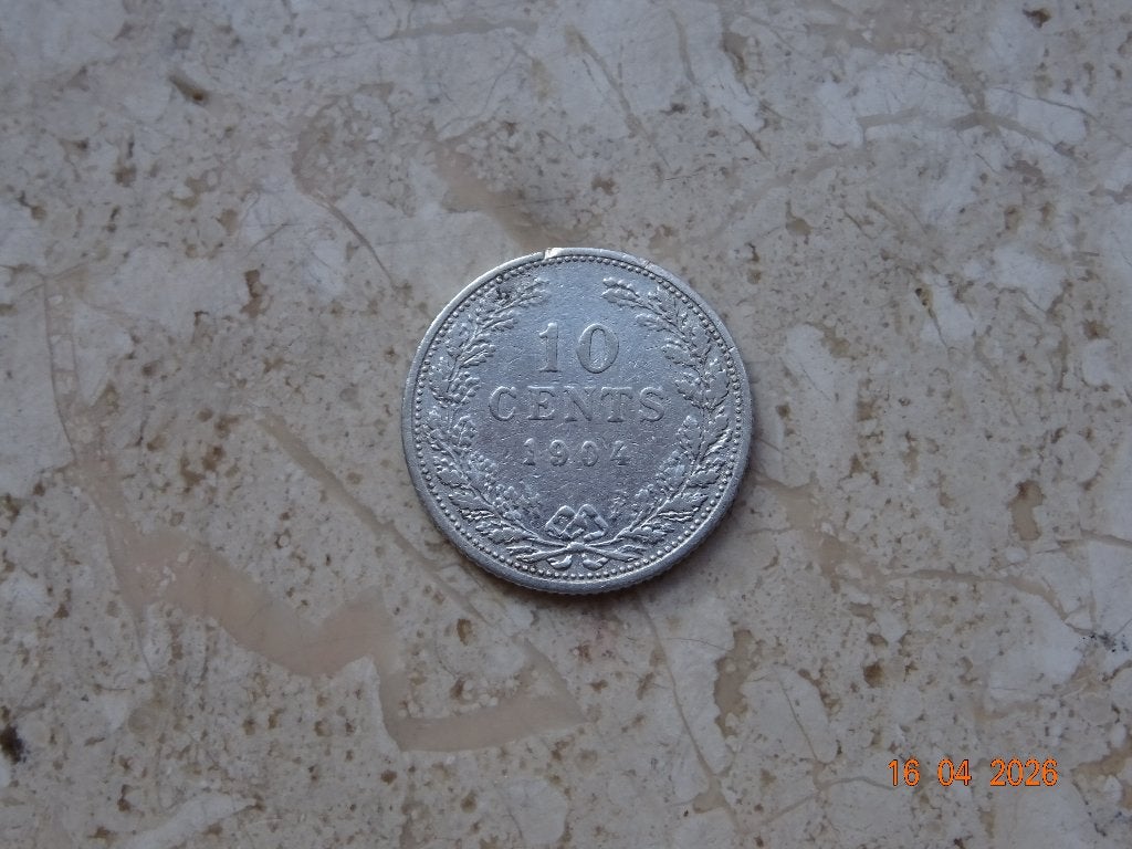 10 cent 1904, Postzegels en Munten, Zilver, Ophalen of Verzenden, 10 cent, Koningin Wilhelmina