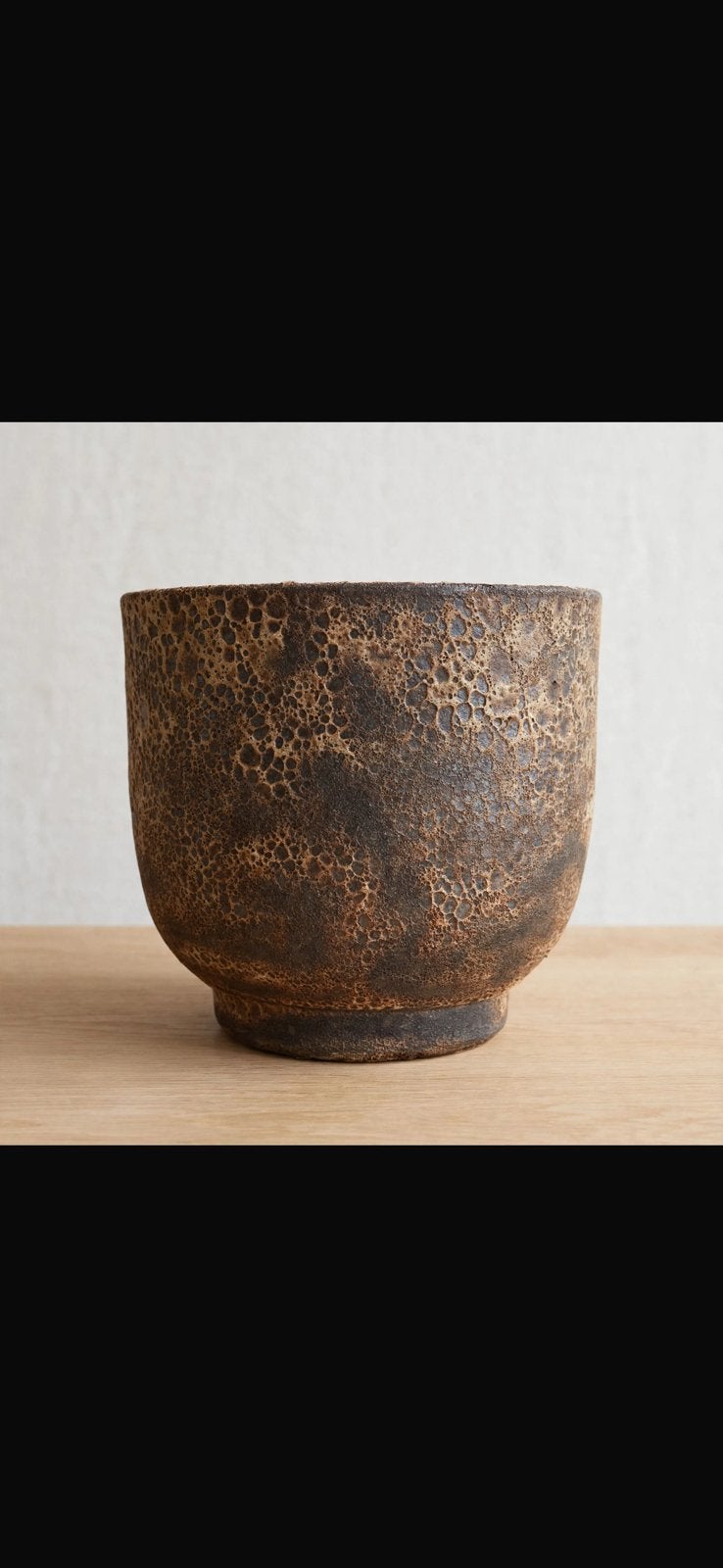 Wabi Sabi Vaas Bruin Zwart Lava Bubbel Structuur, Ophalen of Verzenden, Zo goed als nieuw