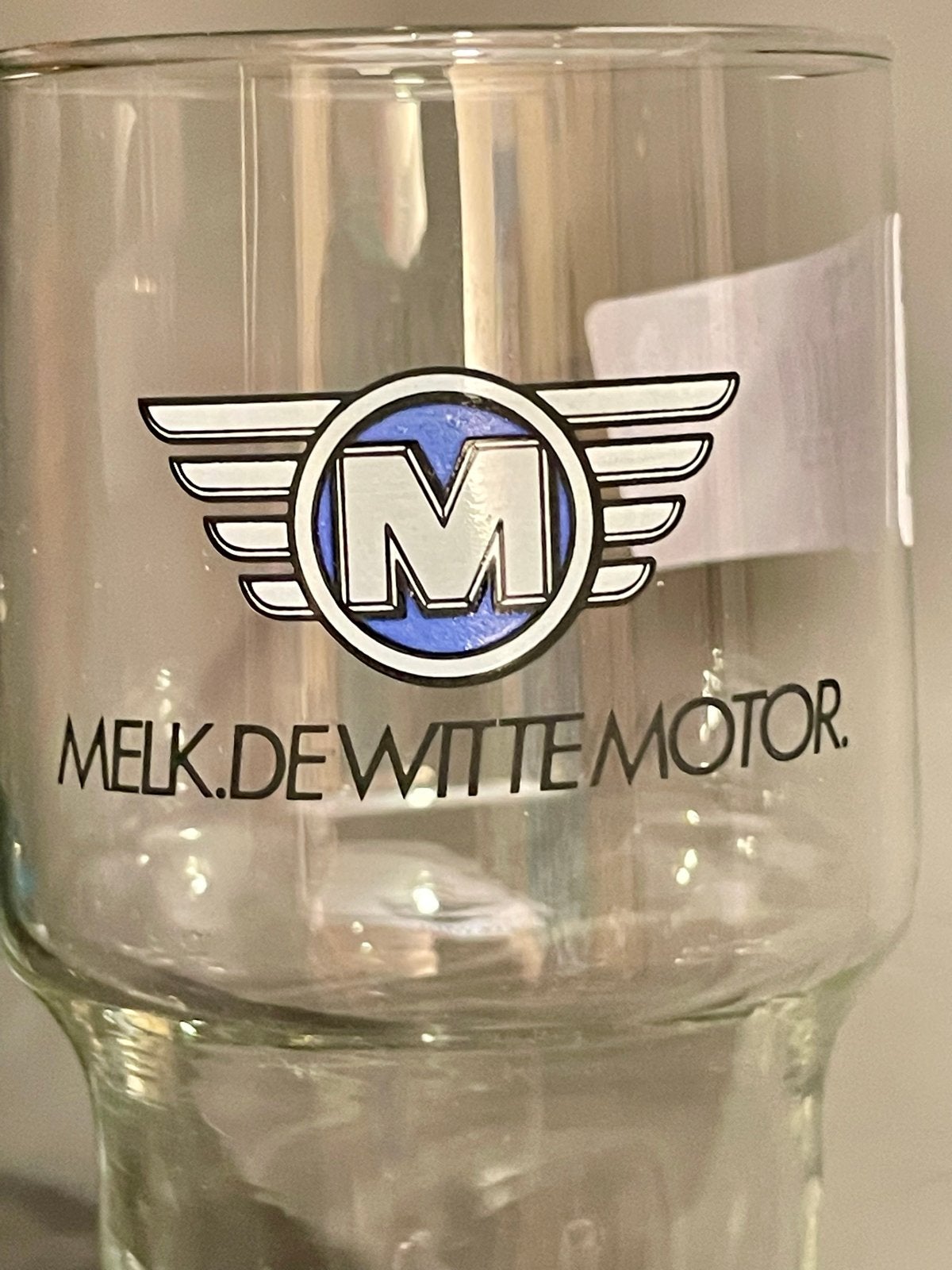 Vintage Melk De Witte Motor Glas, Ophalen of Verzenden, Gebruikt