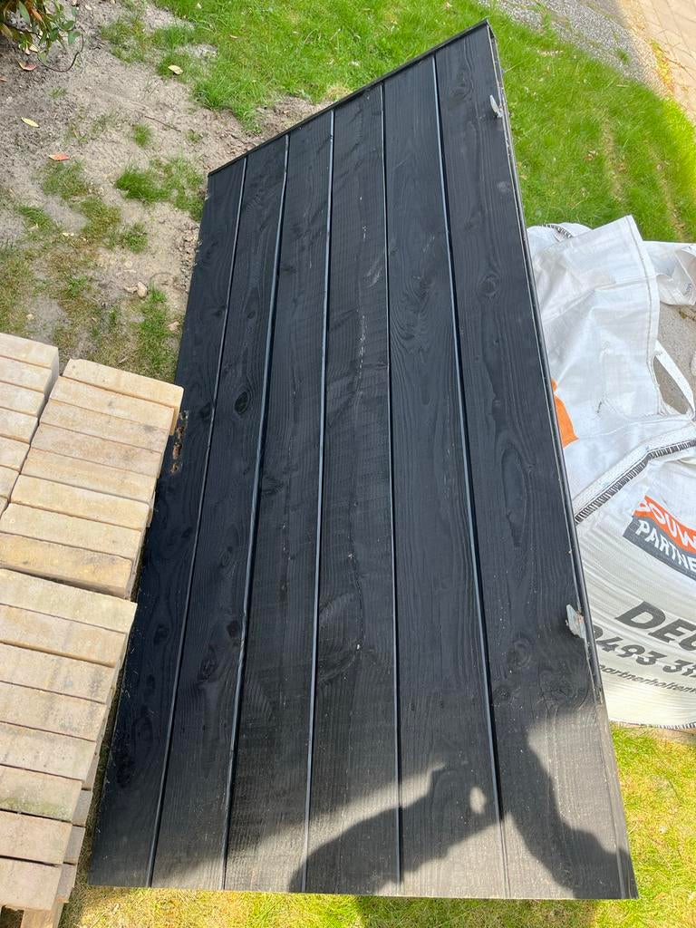 Zwart houten poort / schutting deur “Douglas”, Ophalen, Gebruikt, Hout