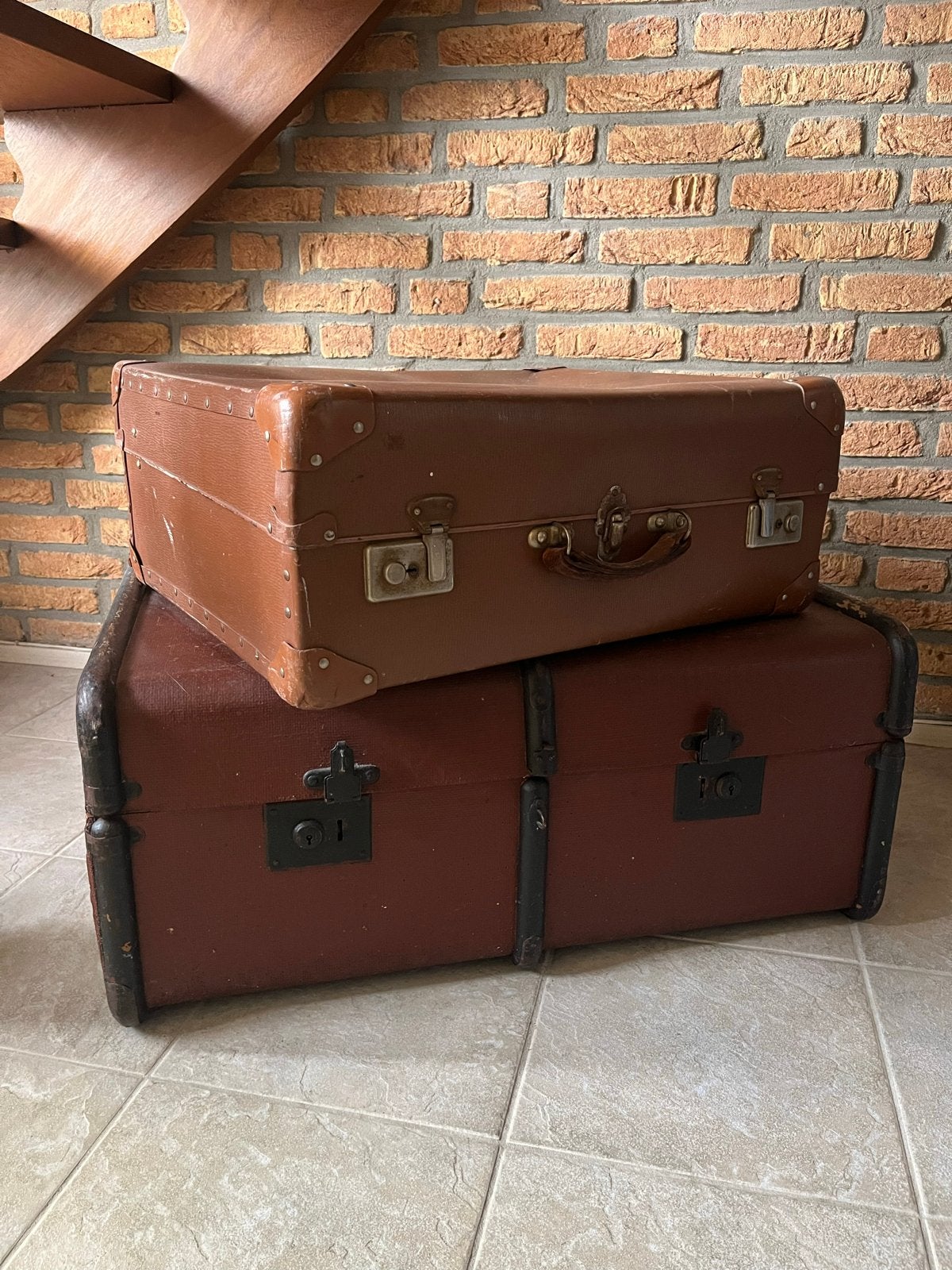Set van 2 vintage koffers - Decoratief en functioneel, Overige materialen, Gebruikt, Per stuk overnemen geen probleem, Vintage