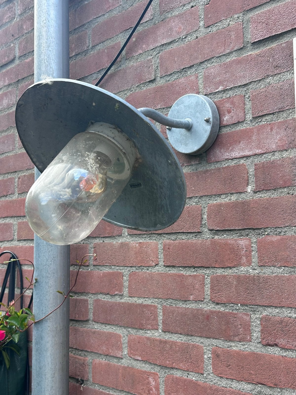 Zinken Vintage buitenlamp, Overige merken, Gebruikt, Grijs, Industrieel
