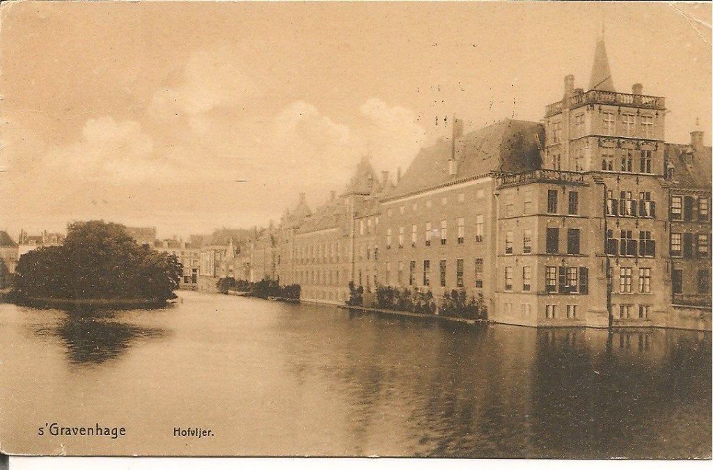 Oude Ansichtkaart Hofvijver Den Haag 1911, Ophalen of Verzenden, Voor 1920, Gelopen, Zuid-Holland