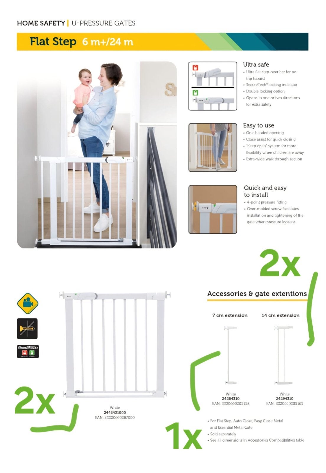 Safety 1st U-Pressure Fit Traphekje met verlengstuk, Kinderen en Baby's, Ophalen, Gebruikt, 100 tot 115 cm, Klemhekje
