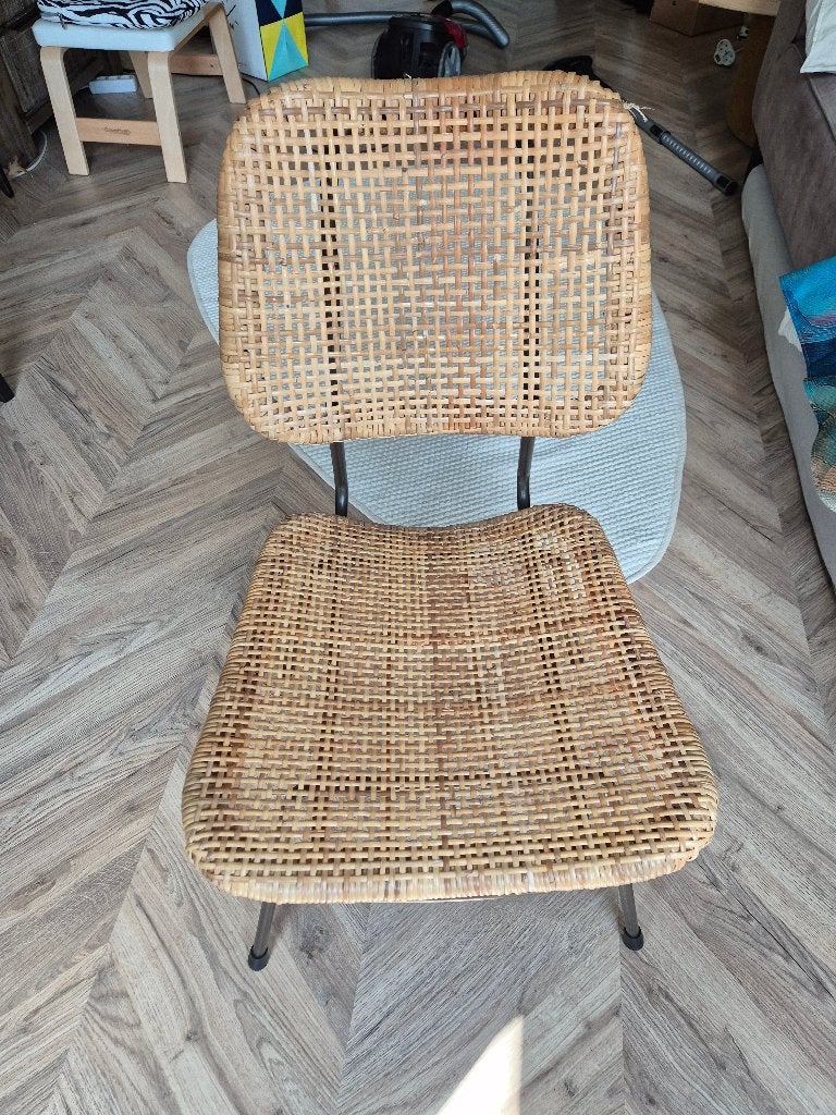 4 Rotan stoelen Loods 5, Huis en Inrichting, Stoelen, Gebruikt, Bruin, Ophalen of Verzenden, Metaal