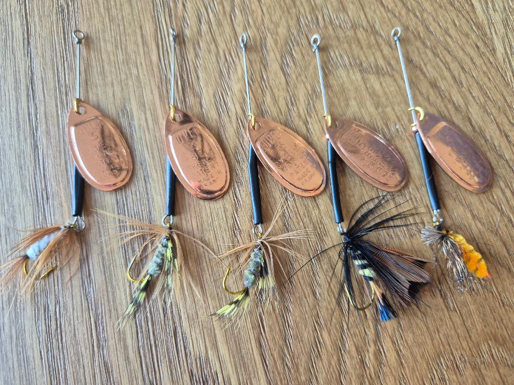 5x handgebouwde Cybele spinners met vlieg kunstaas, Ophalen of Verzenden, Nieuw, Kunstaas