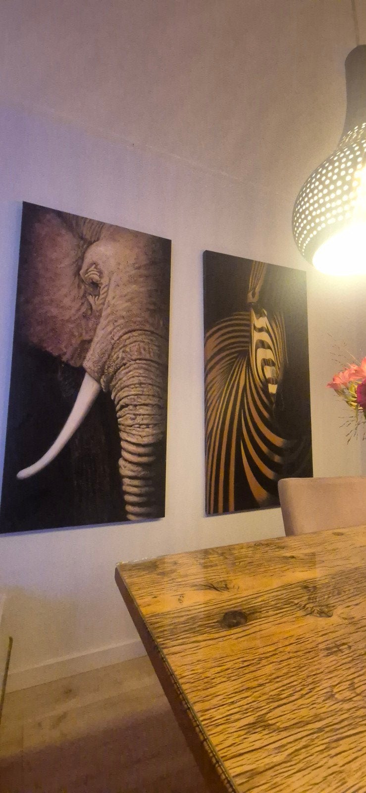 schilderij zebra en olifant  150 x 75cm, Ophalen of Verzenden