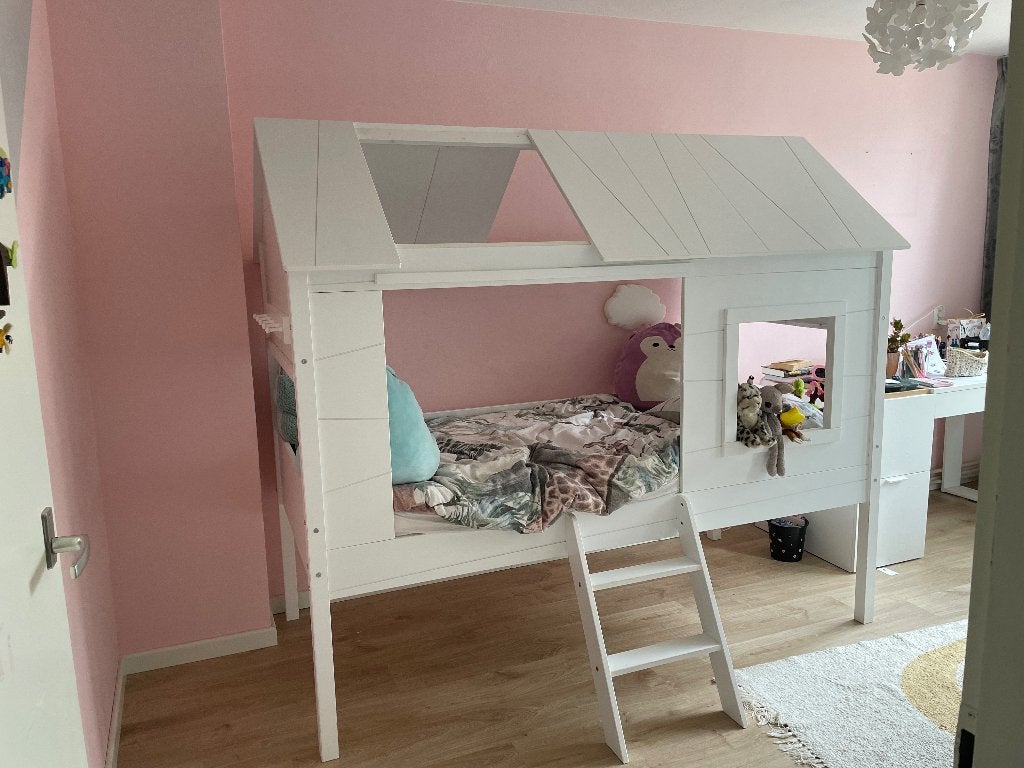 Wit Kinderbed Boomhut / Huisje in goede staat, Ophalen, Gebruikt, 100 cm of meer, Lattenbodem