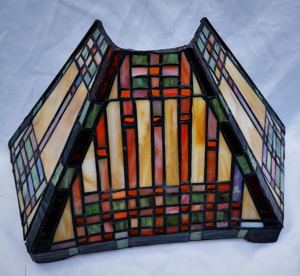 vintage TIFFANY MUUR LAMPENKAP Art Deco Prairie geometrisch, Ophalen of Verzenden, Zo goed als nieuw, Rechthoekig, Minder dan 25 cm
