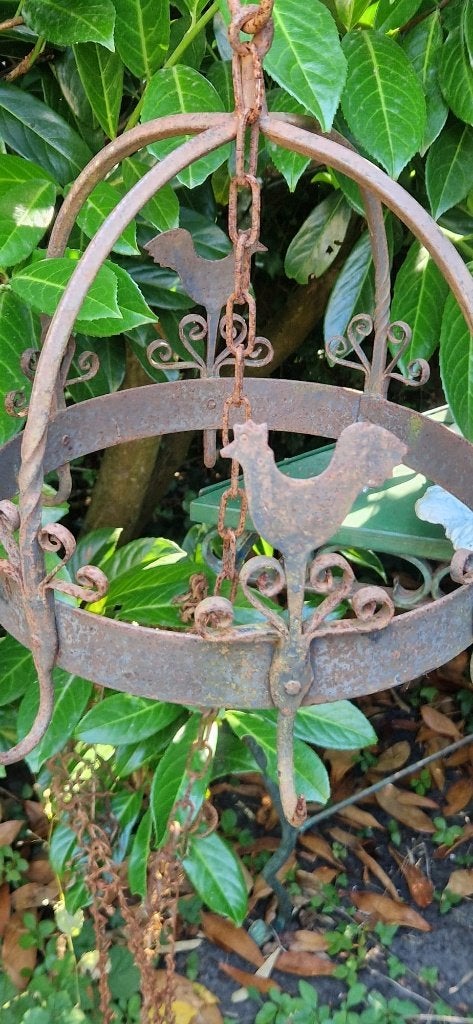Oude verweerde smeedijzeren wildkroon, 8 haken (brocante, Antiek en Kunst, Ophalen of Verzenden