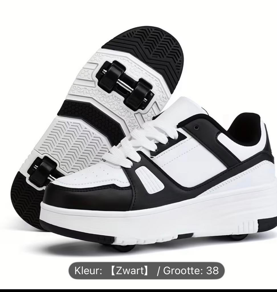 Nieuwe zwart-witte rolschoenen - Maat 38, Sport en Fitness, Skeelers, Overige merken, Overige typen, Nieuw, Ophalen of Verzenden