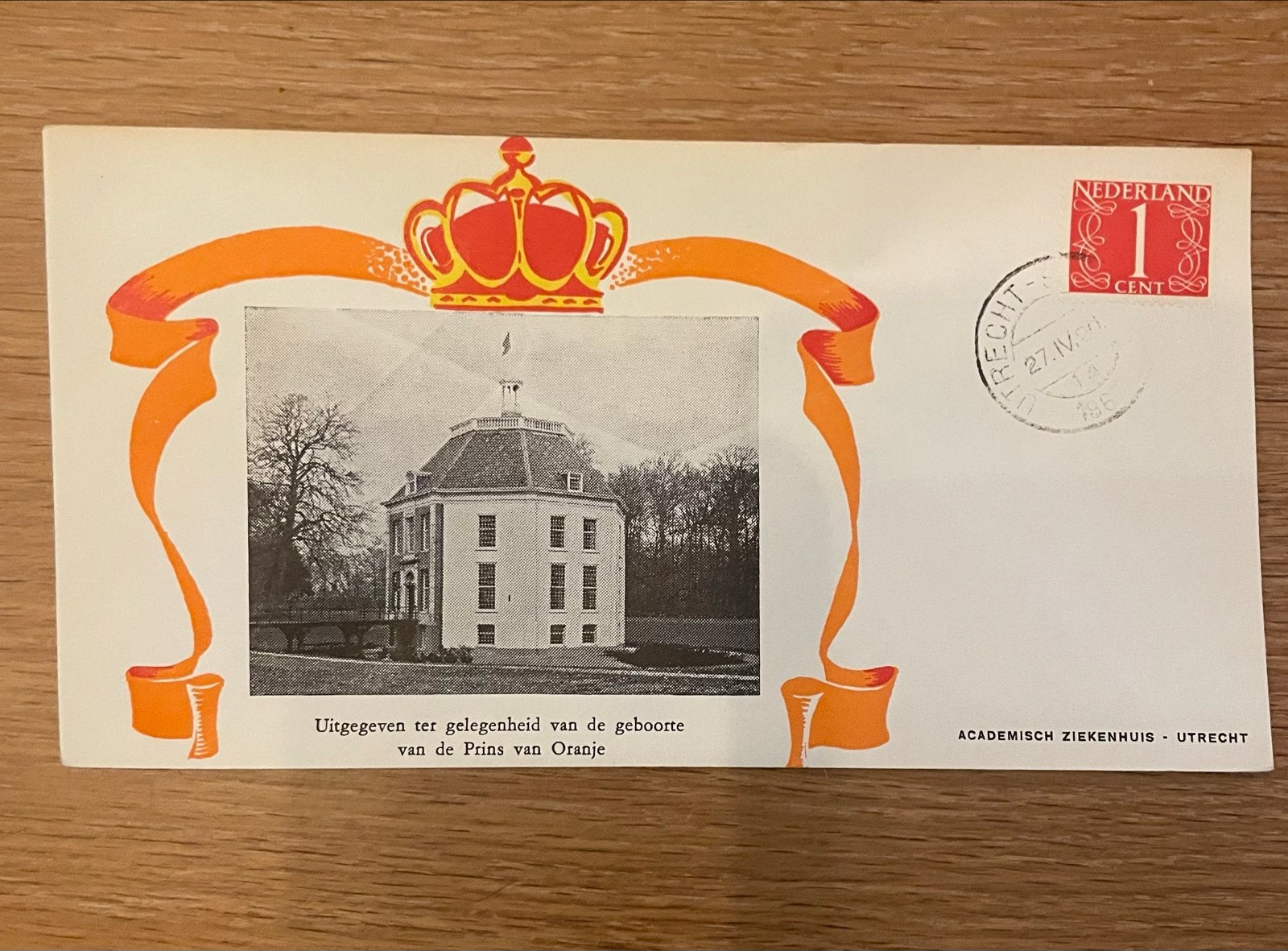 Eerste Dag Envelop Geboorte Prins van Oranje Utrecht, Ophalen of Verzenden, Beschreven, Nederland