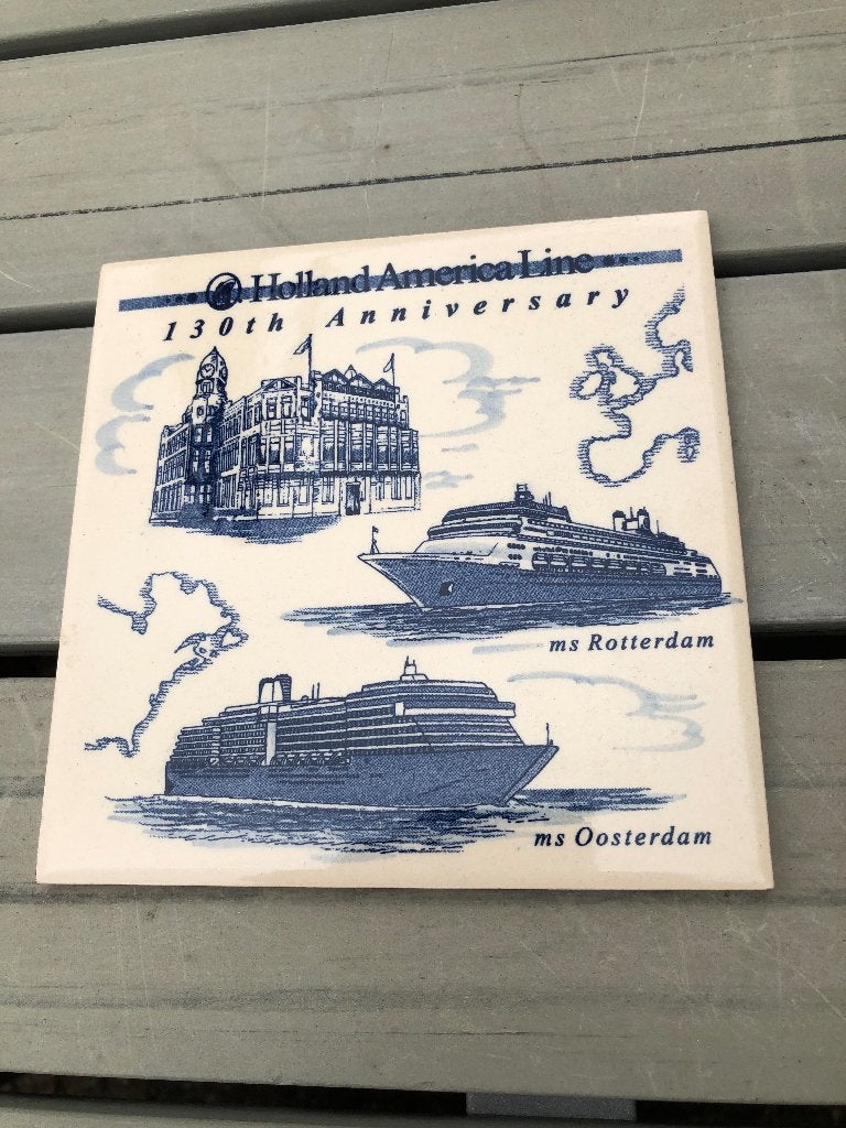 Holland America Line 130th Anniversary Tegel, Verzamelen, Ophalen, Zo goed als nieuw, Motorboot, Gebruiksvoorwerp