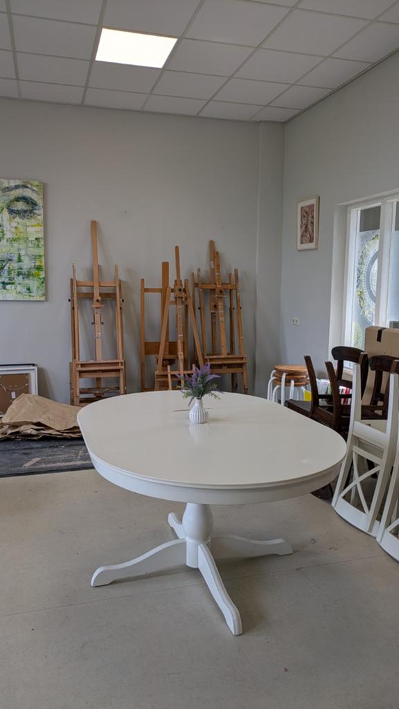 Gratis ronde uitschuifbare eettafel, Ophalen, Gebruikt, Rond, 100 tot 150 cm