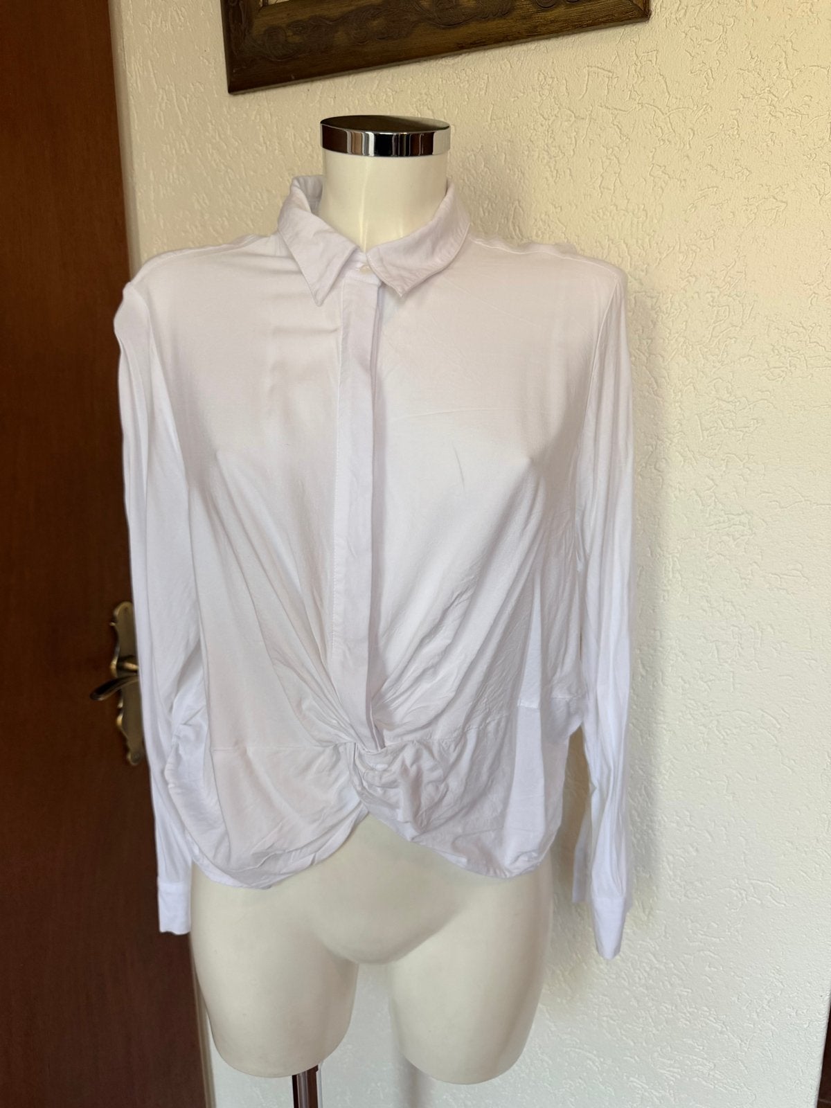 Ulla Popken witte blouse met knoopdetail - Maat 46/48 (XL), Ophalen of Verzenden, Zo goed als nieuw, Maat 46/48 (XL) of groter
