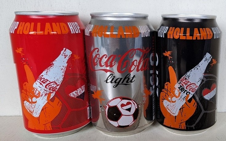 Coca-Cola Blikkenset uit Nederland FIFA WK 2014 Brasil 3 st., Ophalen of Verzenden, Gebruikt, Verpakking