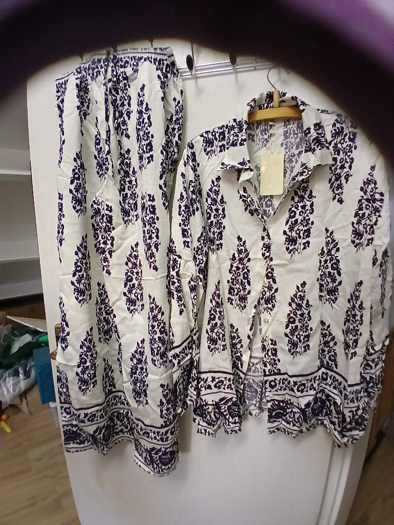 Katoenen en Linnen ZomerPak, Kostuum of Pak, Wit, Maat 46/48 (XL) of groter, Nieuw