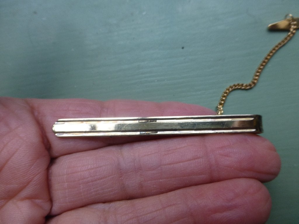 Goud op Zilveren Dasspeld –schuif / met kettinkje, 4 tot 7 cm, Verzenden, Nieuw, Goud