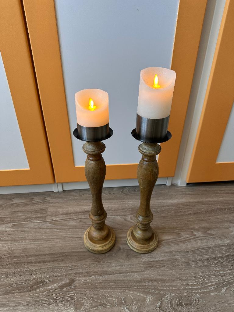 Houten kandelaars Riverdale, Gebruikt, 25 tot 50 cm, Ophalen of Verzenden, Kandelaar