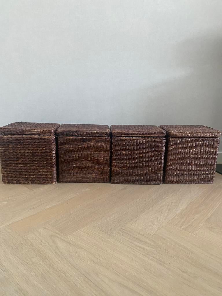 4 donkerbruine manden, Ophalen of Verzenden, Zo goed als nieuw, Rond, Riet