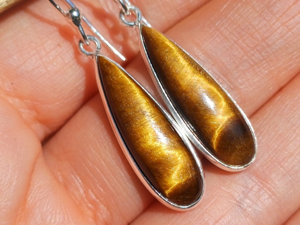 Vanoli 925 zilveren oorbellen met tijgeroog, Daiva1973@hotmail.com, Hangers, Vanoli, Bruin