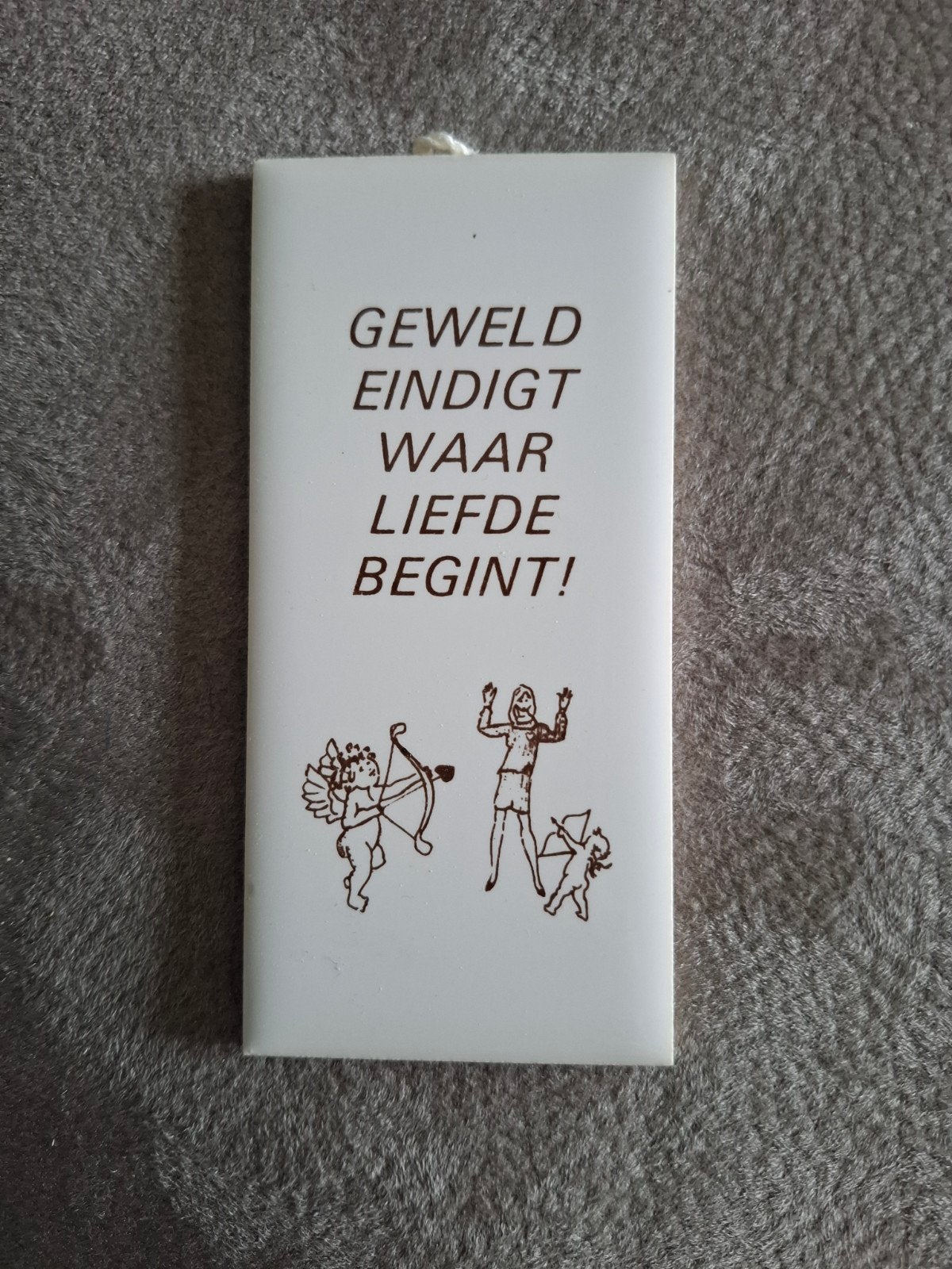 Klein tegeltje met spreuk., Huis en Inrichting, 5 cm, Gebruikt, Ophalen of Verzenden, 11 cm