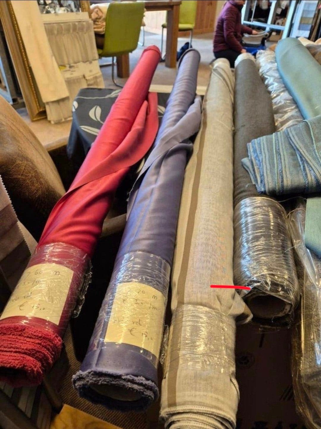 7.20m over gordijn stof, hele rol €15,-! Paars, Ophalen of Verzenden, Nieuw