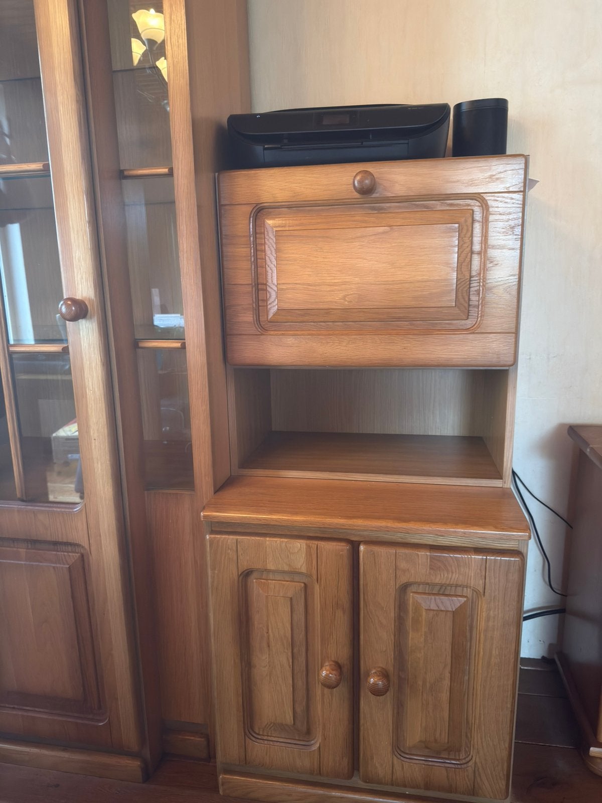 Licht Eiken wandkast met muur plank GRATIS!, Ophalen, Gebruikt