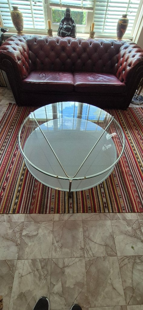 Glazen salontafel, Ophalen, 100 tot 150 cm, Rond, 50 tot 100 cm