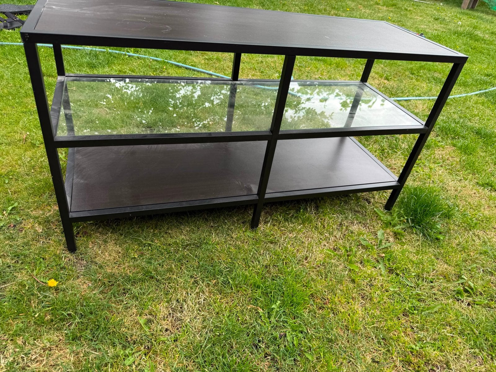 IKEA TV meubel metaal en glas, Ophalen, 50 tot 100 cm, Zo goed als nieuw, Minder dan 100 cm