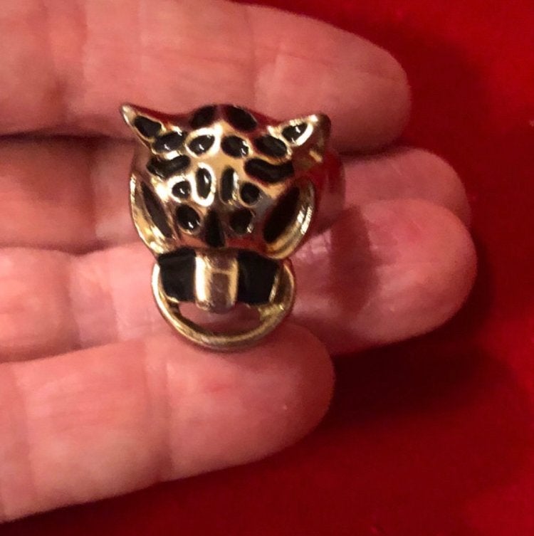Leopard Tijger Ring Stoer om Bedel aan te hangen Vintage, Sieraden, Tassen en Uiterlijk, Ringen, Ophalen of Verzenden, Zo goed als nieuw