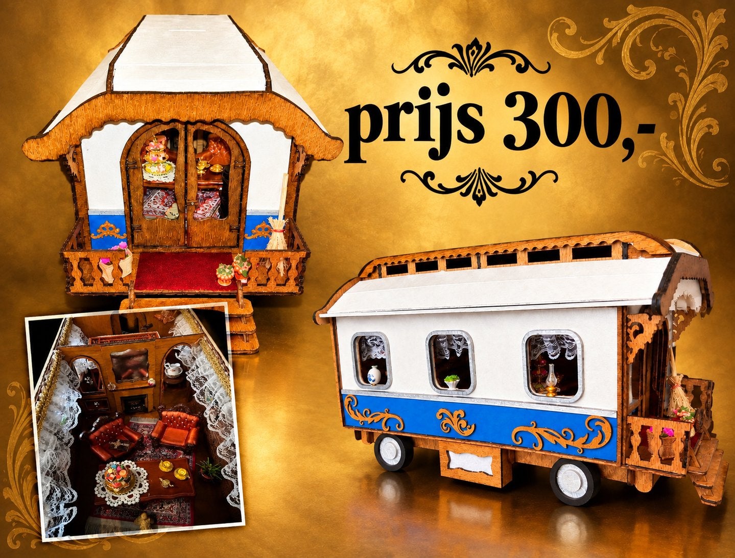 Woonwagen/ rolleman ingericht met verlichting, Ophalen, Zo goed als nieuw