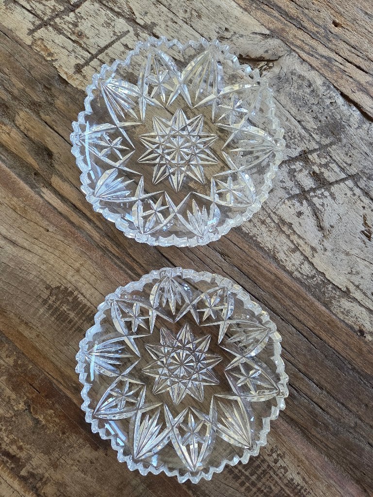 2 antieke kristallen bonbonschaaltjes koekjesschaaltjes, Antiek en Kunst, Ophalen of Verzenden