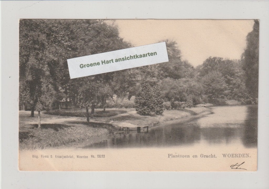 Woerden - Plantsoen en Gracht 1905 * Kraaijenbrink, Ophalen of Verzenden, Voor 1920, Gelopen, Utrecht