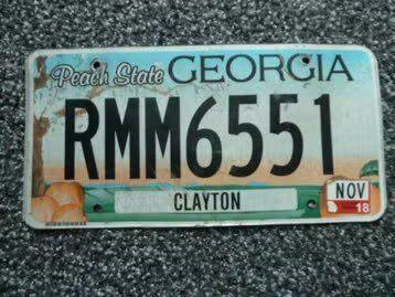 Kentekenplaat licenseplate Georgia Peach State Clayton USA, Verzamelen, Verzenden, Gebruikt, Auto's