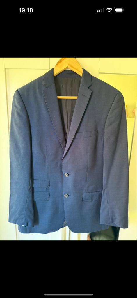 Driedelig mooie pak, Ophalen of Verzenden, Zo goed als nieuw, Maat 46 (S) of kleiner, Blauw