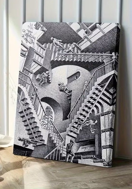 MC Escher - Relativiteit - Canvas Schilderij, Antiek en Kunst, Verzenden