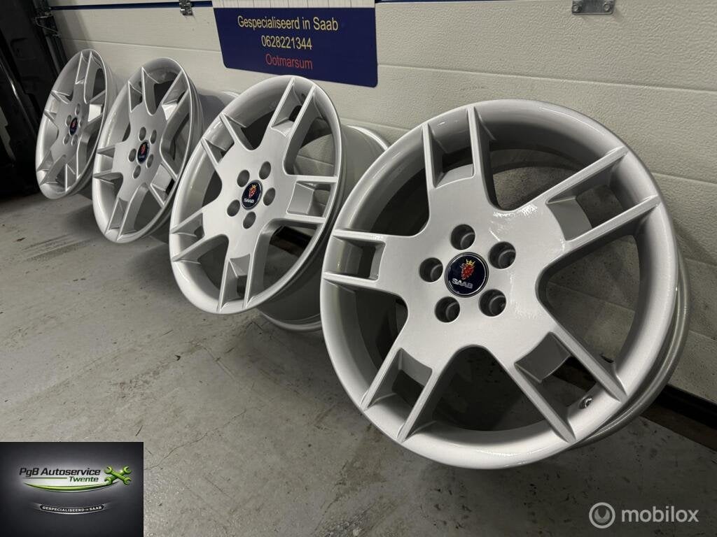 Saab Alu 56 Aero velgen nieuw gecoat 18” zilver, Velg(en), Ophalen of Verzenden