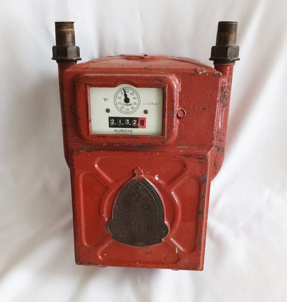 Oude Vintage Gasmeter, Ophalen, Metaal, Gebruikt, Industrieel