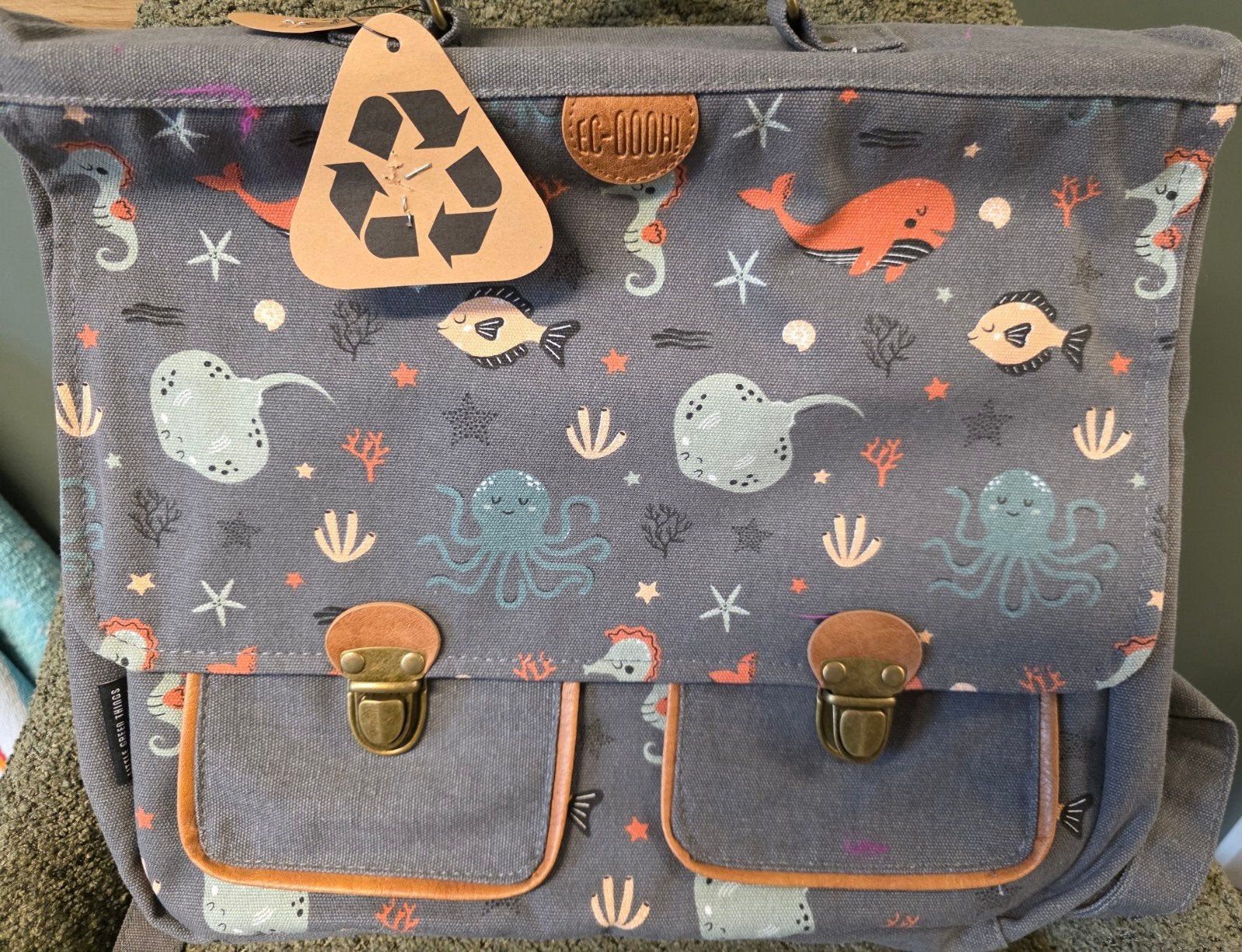 Nieuwe rugzak met zeedieren print - Eco-vriendelijk, Overige merken, 25 tot 40 cm, Nieuw, Ophalen of Verzenden