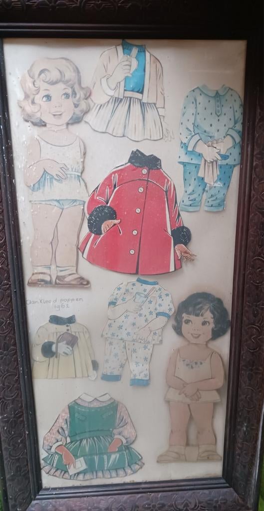 Vintage aankleedpoppen 1962 in lijst, Verzamelen, Ophalen of Verzenden
