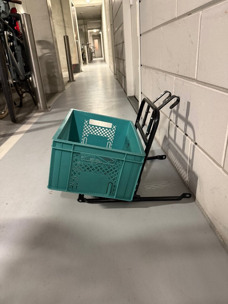 Fiets voordrager met HEMA fietskrat – zwart / groen, Ophalen of Verzenden, Gebruikt