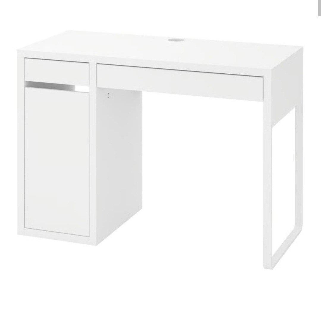 IKEA Micke Bureau Wit met Lades, Gebruikt, Ophalen of Verzenden, IKEA, Kabelgoot