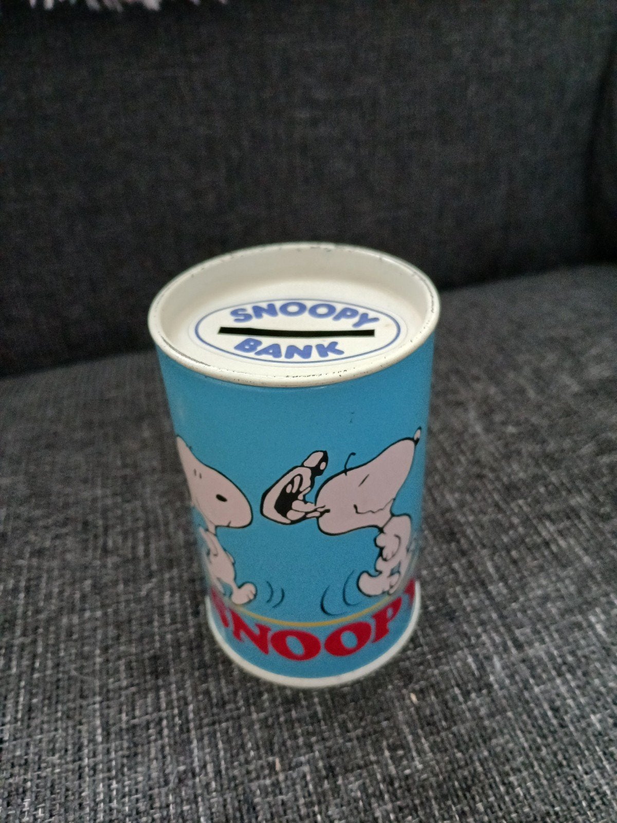 blikken vintage snoopy spaarpot, Verzamelen, Ophalen of Verzenden, Gebruikt, Metaal of Blik, Strip- of Tekenfilmfiguur