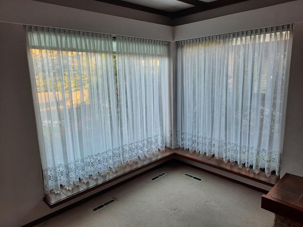 4x Geplooide Vitrage 183 cm hoog, diverse breedtes, Gebruikt, 100 tot 150 cm, Wit, Ophalen of Verzenden