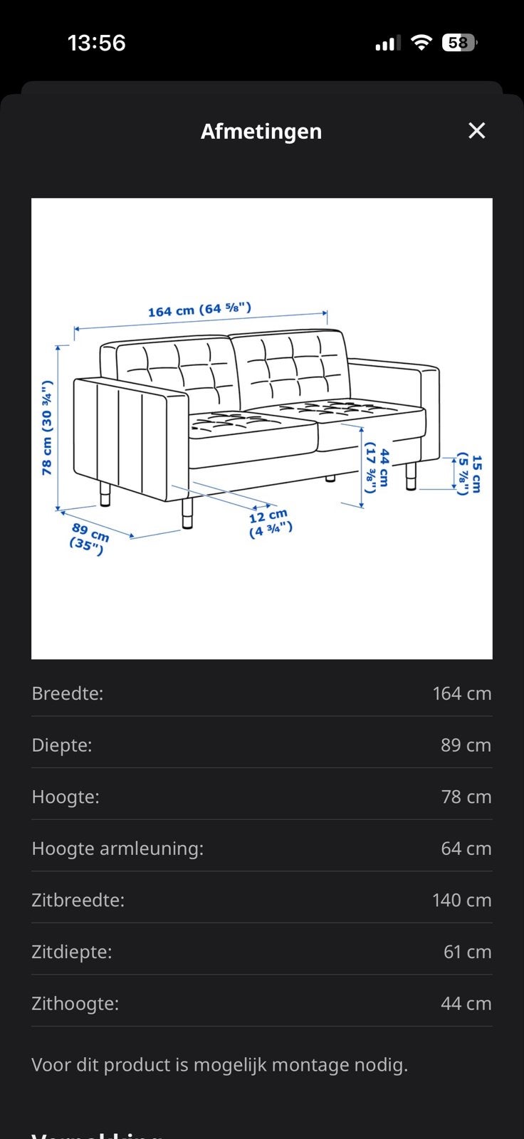 2-zits bankje Landskrona + poef - groengrijs, Huis en Inrichting, Banken | Bankstellen, Ophalen, Gebruikt, 150 tot 200 cm, Tweepersoons