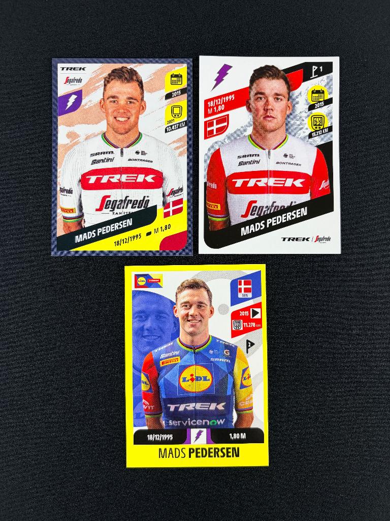 3x Mads Pedersen Panini Tour de France Sticker 2026 2022, Verzenden, Zo goed als nieuw, Overige sporten, Poster, Plaatje of Sticker