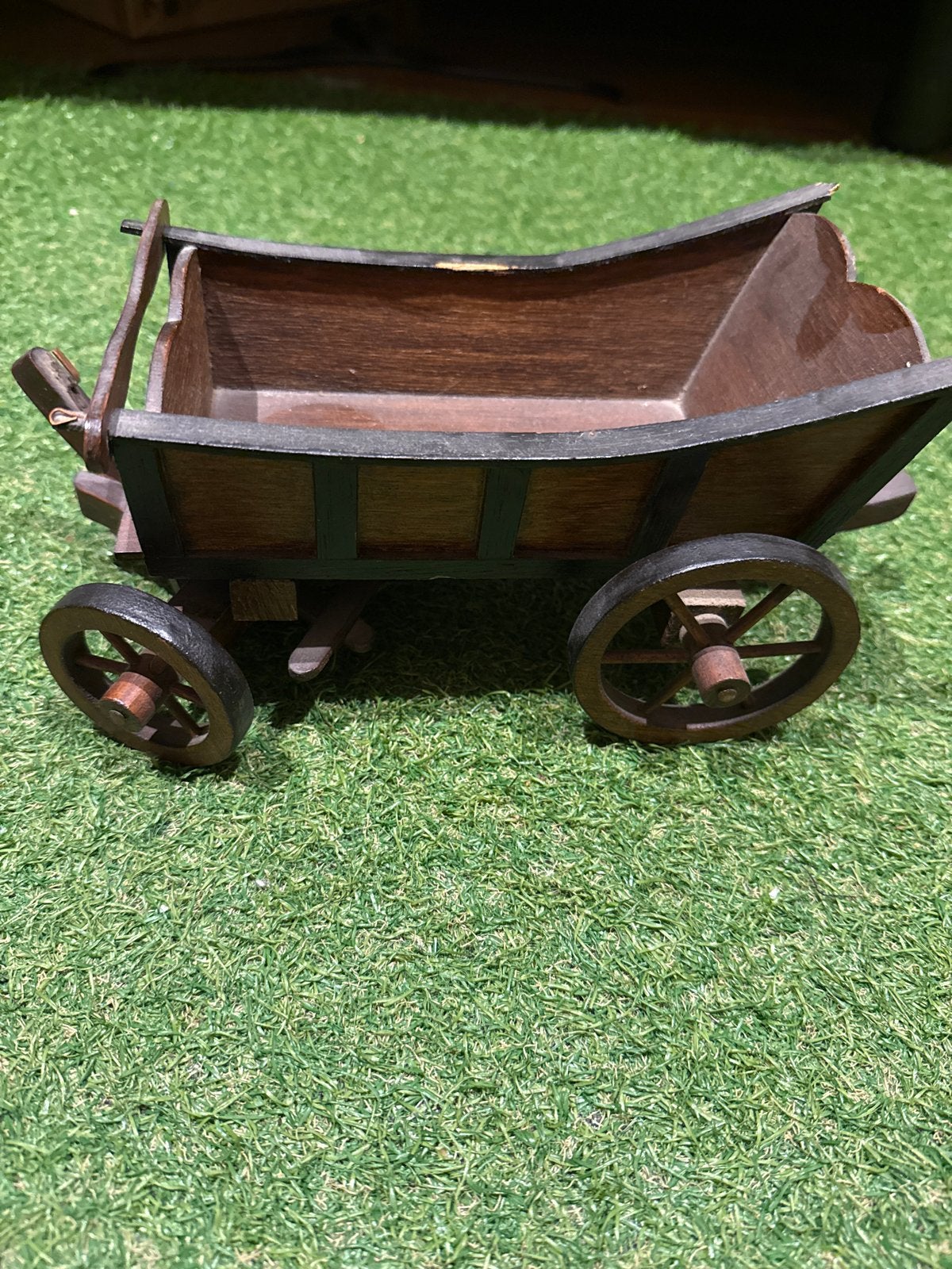 Decoratieve houten wagen - miniatuur, Ophalen of Verzenden