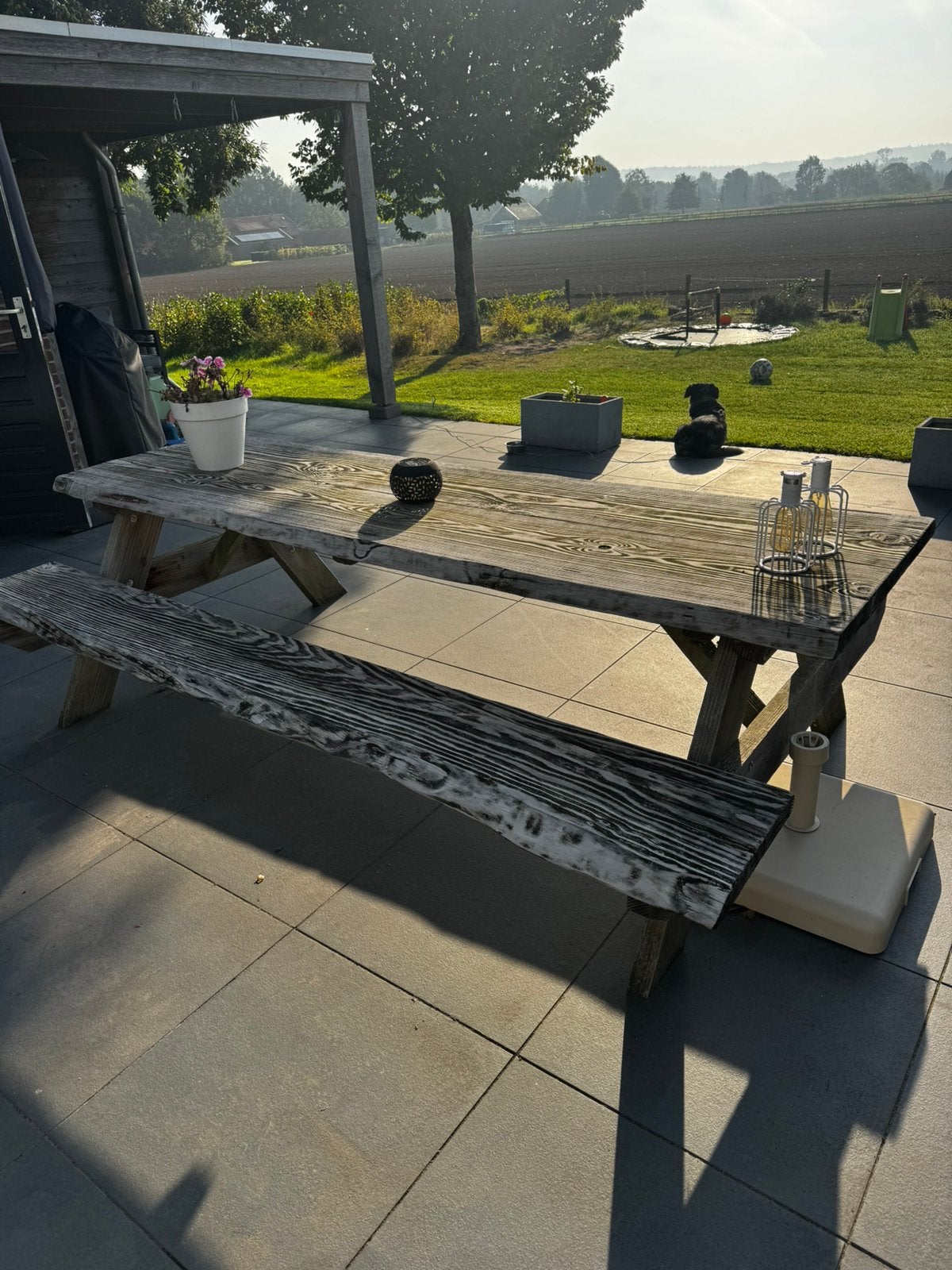 Picknicktafel te koop, Ophalen, Zo goed als nieuw, Rechthoekig, Hout